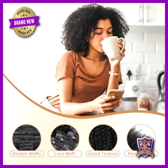 Afro Kinky Curly Clip-In Human Hair Extensions 14 Inch 120g 8 Pieces main image 5